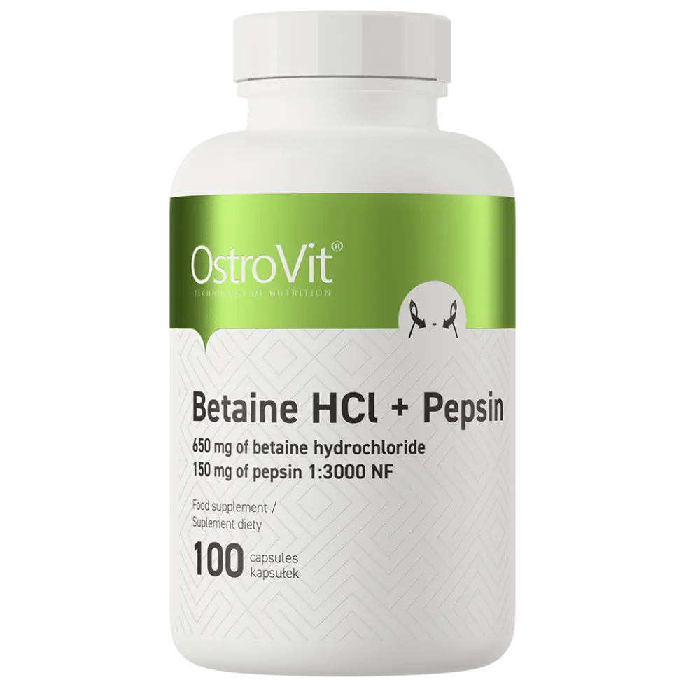 OstroVit Betaina HCl + Pepsyna 100 kapsułek