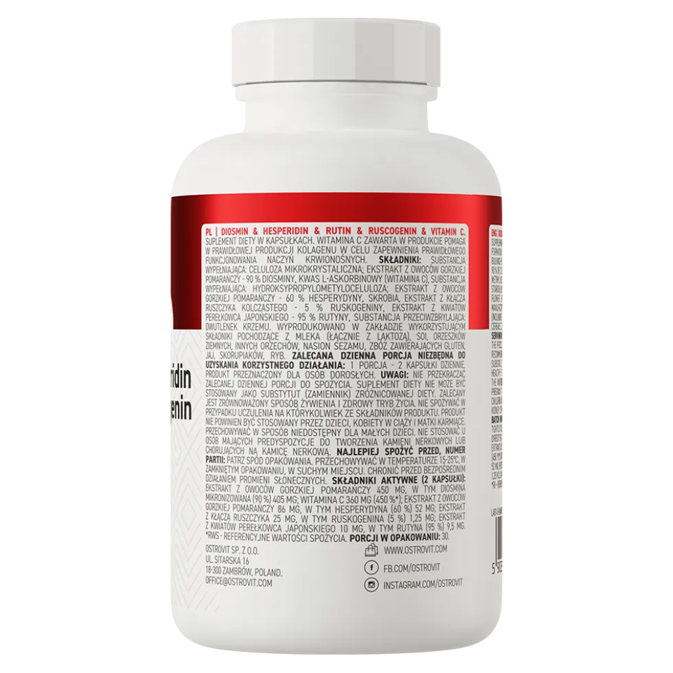 OstroVit Diosmina + Hesperydyna + Rutyna + Ruskogenina + Witamina C 60 kapsułek