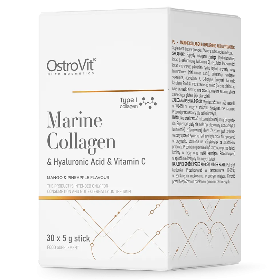OstroVit Kolagen Morski + Kwas Hialuronowy + Witamina C 5 g x 30 BOX