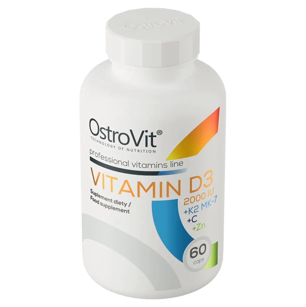 OstroVit Witamina D3 2000 IU + K2 MK-7 + C + Zn 60 kapsułek